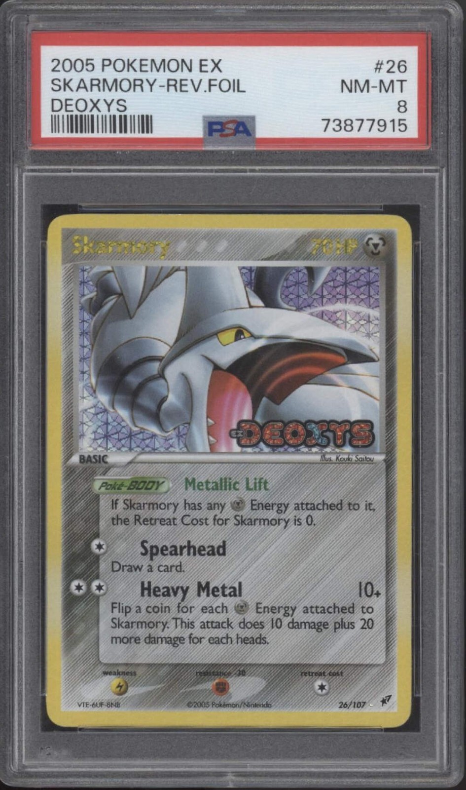 Skarmory Pokemon EX Deoxys Reverse Foil #26 PSA 8