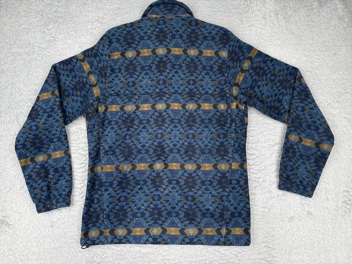 Columbia Fleece Jacket Mens Small Blue Southwest Aztec Full Zip