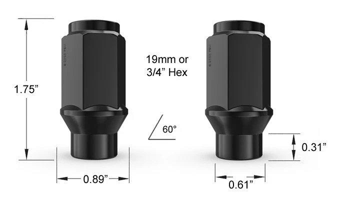 20pc 1/2" Black ET Style Cone Conical Lug Nuts for Ford Jeep Dodge Mazda & More - Изображение 3 из 4