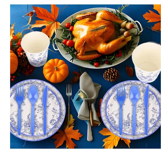 175 Piezas 25 Invitados Azul Toile Chinoiserie Fiesta Platos Servilletas Tazas Cumpleaños Boda Foto 3 de 4