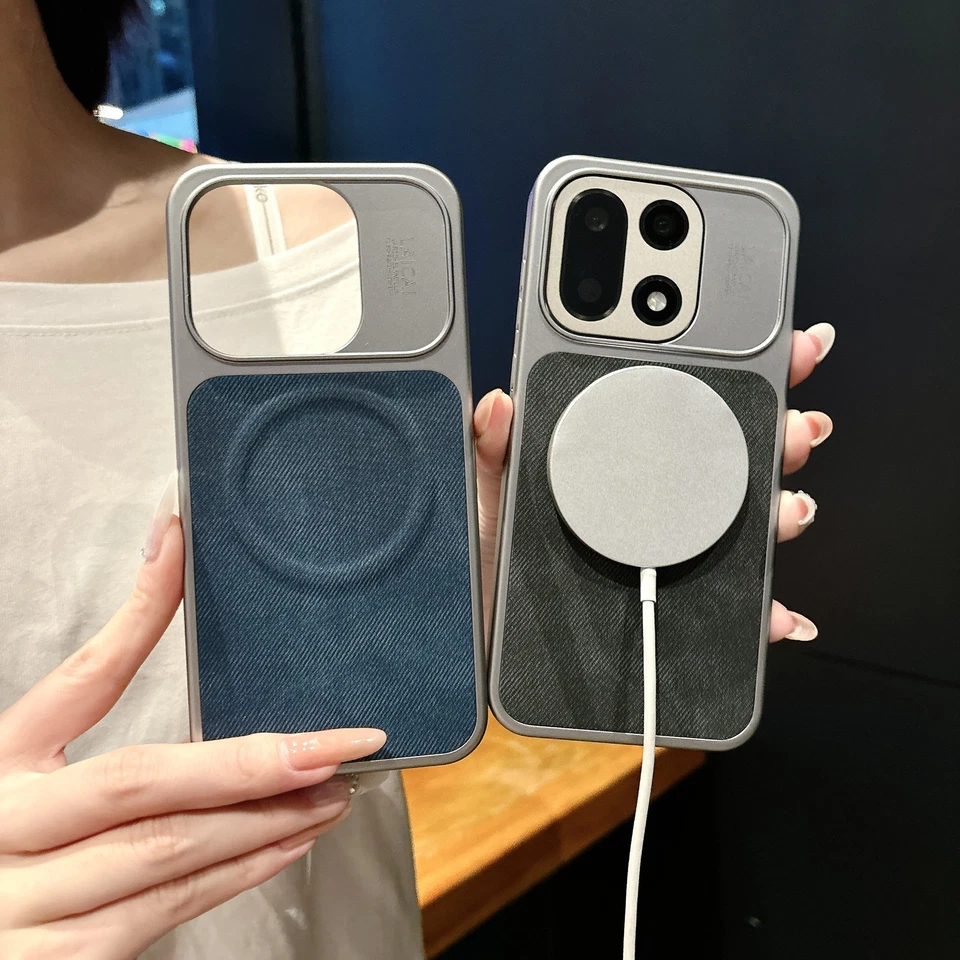 Funda de teléfono de mezclilla de lujo para OnePlus 15 cubierta de carga inalámbrica híbrida blindada Foto 4 de 4