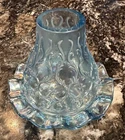 Fenton Misty Blue Carnival Glass Fairy Lamp w/Tag 2002 Iridescent Spanish Lace
