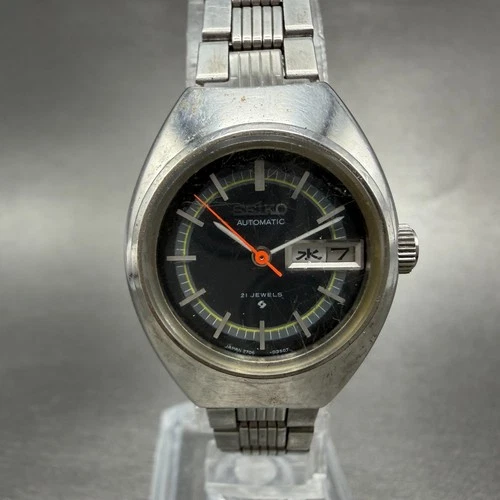 Seiko Automatic Watch Women 24mm Black Dial Silver Tone Daydate 2706-0090 Runs