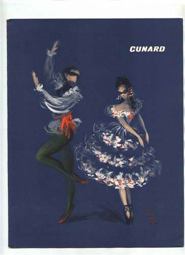 Cunard Line Menu RMS Queen Elizabeth Dinner Menu 1966 Higgins Painting Cover