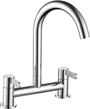 Kitchen Mixer Taps 2 Hole Bridge Mixer Tap Kitchen Sink Chrome Dual Lever 180MM