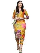 GoSriKi Women's Cotton Blend Kurta with Pant