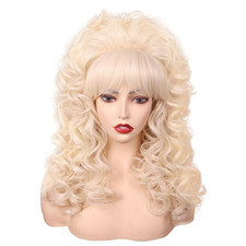 Dolly Parton Wig Blonde Long Curly with Bangs Vintage Costume Wig for Women