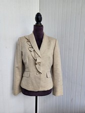 Tahari Arthur S. Levine Women's Beige Tailored Blazer Lined Jacket Ruffle 8P