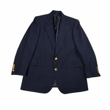 Vtg Polo University Club Ralph Lauren Navy Blazer 44R Gold Buttons USA