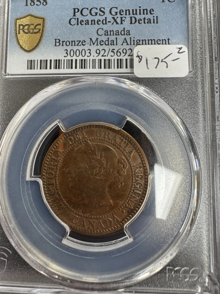1858 Canada 1 Cent - PCGS Certified XF Detail (Cleaned) - KEY DATE! First Year - Image 3 of 4