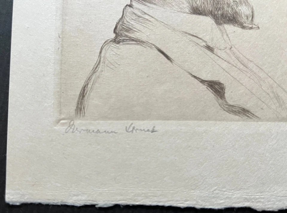 Hermann Struck Signierte Original Radierung von 1912 - Portrait Marius Bauer - Bild 2 von 3