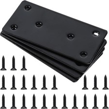 4 PCS Mending Plates for Wood, 4" Flat Bracket Black Plate 