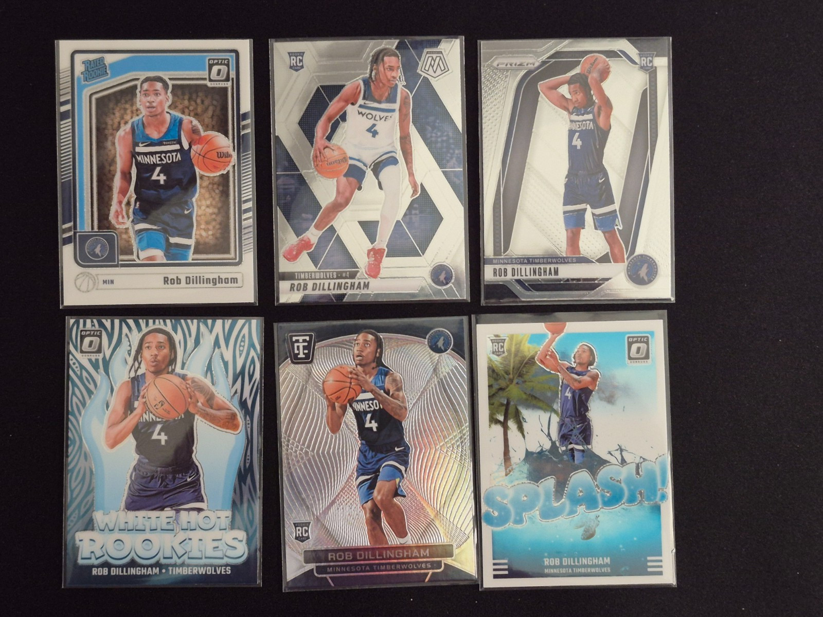 Rob Dillingham RC Lot x6 Optic Mosaic Prizm Totally Certified