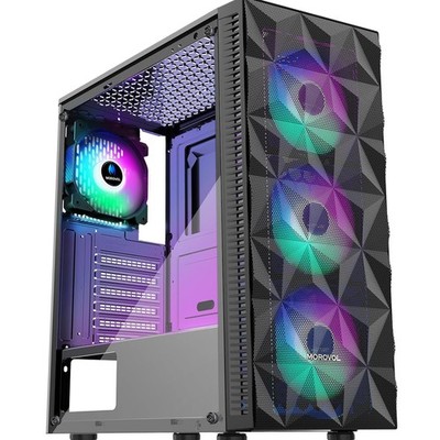 PC Case Pre-Install 4 RGB Fans, ATX Gaming Computer Case with Diamond-Shaped ...