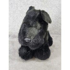Realistic Black Scottish Terrier Scottie Dog Plush Stuffed Animal 7 Inch