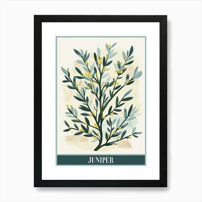 Wacholderbaum flache Illustration 1 Po gerahmtes Wandbild Poster Leinwanddruck Bild