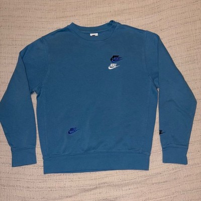 Nike Sportswear Essentials+ French Terry Crewneck Blue Multi Logo Sweatshirt S