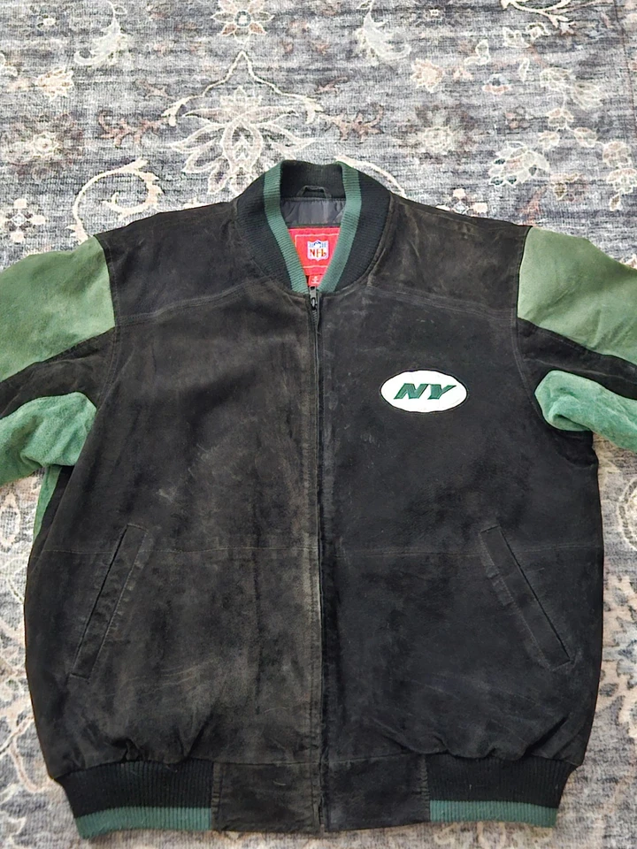 New York Jets Suede Bomber Jacket - size M Good Condition *Read - Image 2 of 4