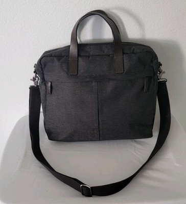 Men's Fossil Black Canvas w/Leather Hand Straps Messenger/Laptop Bag 15''×12''×3'' 