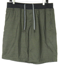 Prana Dark Olive Green BREATHE Draw String Stretch Athletic Shorts Men's Large