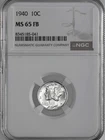 1940-P  10C  MERCURY SILVER DIME  "FULL BANDS"  NGC MS65 FB  #8345185-041