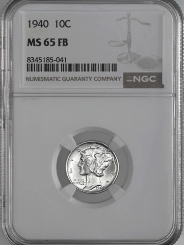 1940-P  10C  MERCURY SILVER DIME  "FULL BANDS"  NGC MS65 FB  #8345185-041