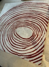 IKEA EIVOR CIRKEL Rug 200x200cm Red Beige Vintage Discontinued