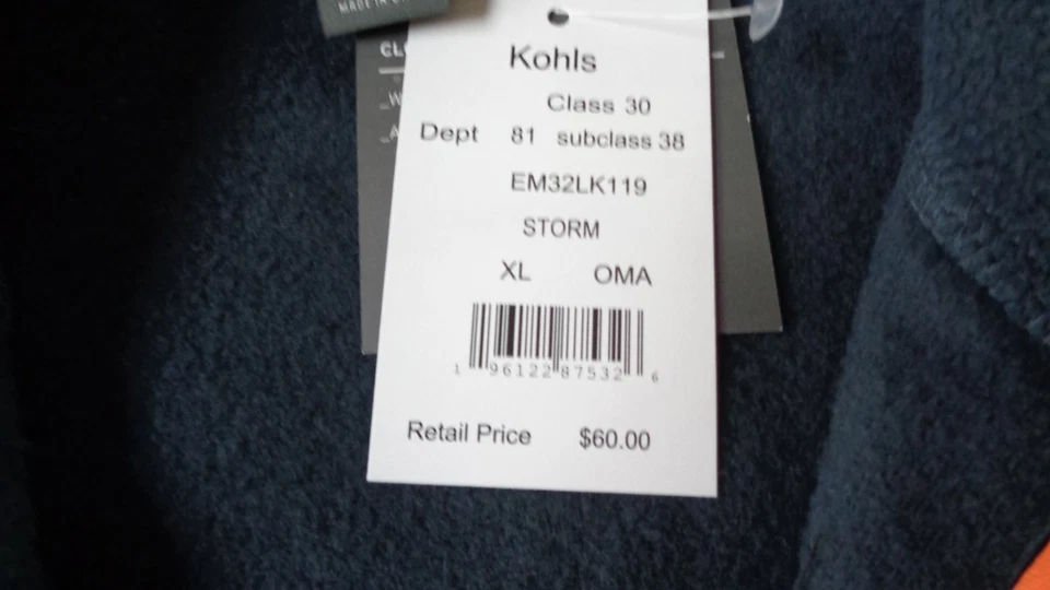 NWT Eddie Bauer Jacket Men's Size X LARGE  -BLUE  Fleece - 1/2  Zip  $60.00 TAG - Image 4 of 4