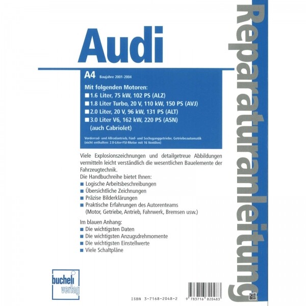 Thumbnail - Audi A4 B6 Typ 8e (2001 Bis 2004) Werkstatthandbuch Bucheli Verlag
