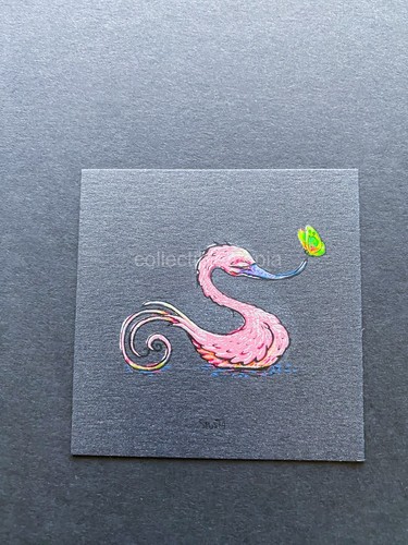 Marq Spusta Mini Butterfly on Swan Beak Black Onyx Shimmer Art Print Poster 3x3" - Picture 2 of 6