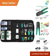 Comprehensive Ethernet Crimper Set with Cable Tester for Professionals - Green