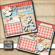CHRISTMAS ANGEL 2 premade scrapbooking pages printed paper 12x12 DIGISCRAP A0508