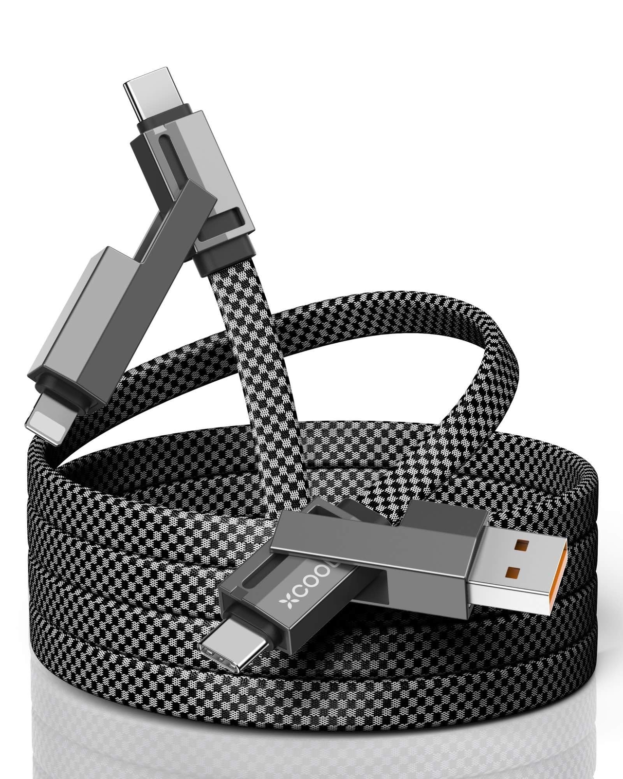 USB C Cable, 4-in-1 USB-C Cable (6ft), 100W USB-C Charger Cable with Hook-and...-image