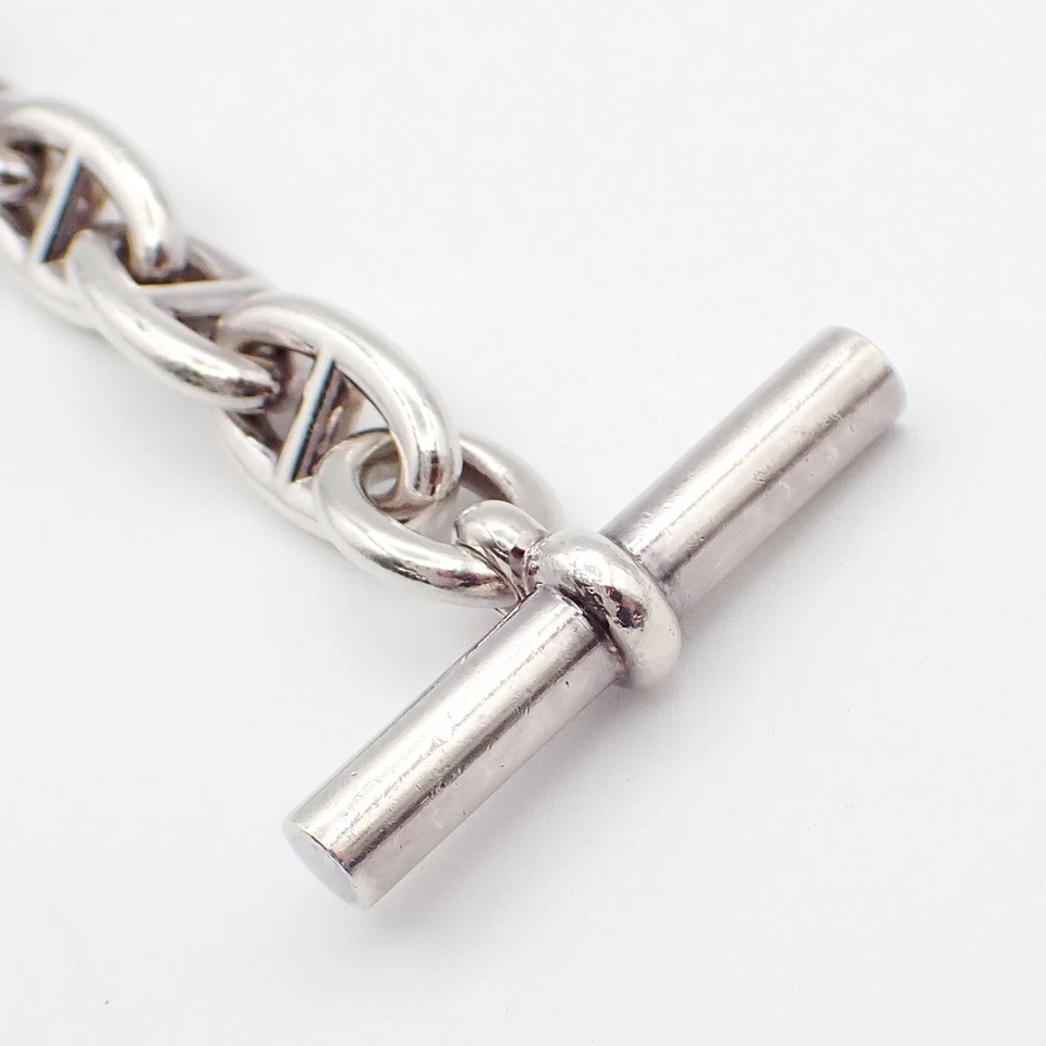 HERMES Chaine D'ancre GM Chain Bracelet Sterling Silver 12 Link Toggle 310LC541 - Image 3 of 4