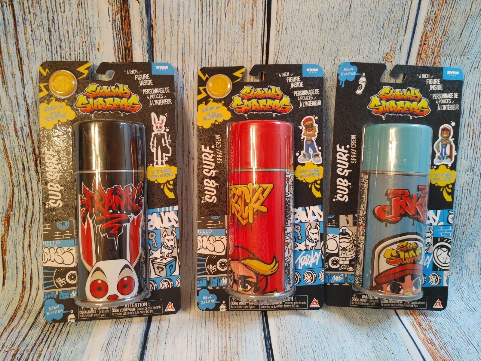 2 New Subway Surfers Spray Crew 4 Figures - Jake & Tricky Cans