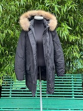 Woolrich Down Padded Arctic Parka Fur Hood Black Size Small