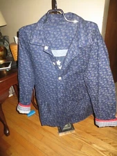 Womens C & F Enterprises Americana Patchwork Flag Reversible Button Jacket M EUC