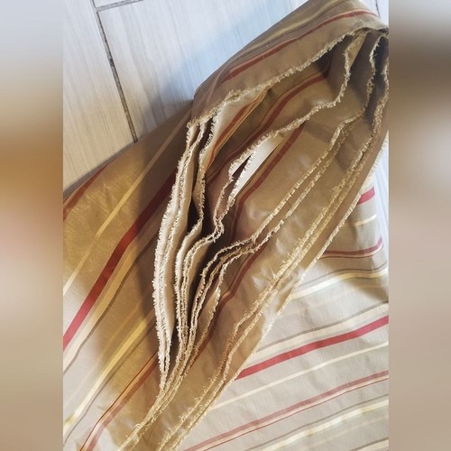 Curtain fabric Continuous Length unstitched Faux raw silk 11 yards Striped