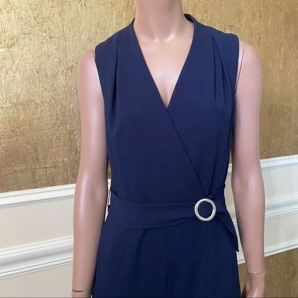 TAHARI Arthur Levine Mono Buceo Azul Marino Cinturón 4 Foto 3 de 4