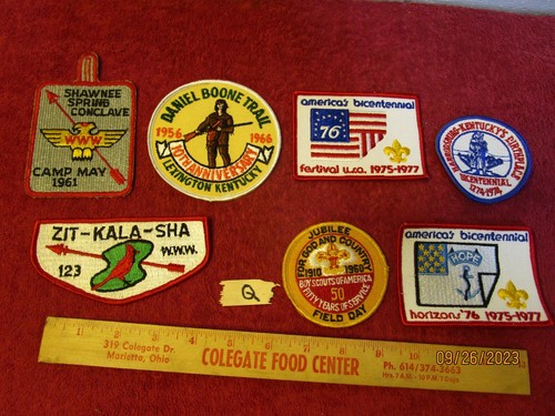 Lot of 7 Vintage Patches Boy Scouts BSA Bicentennial Shawnee Conclave 1961