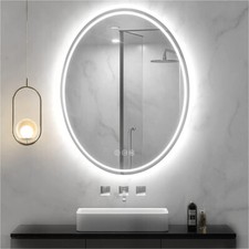 Oval LED Bathroom Mirror with Back Light Large HD Vanity Mirror AntiFog Dimmable