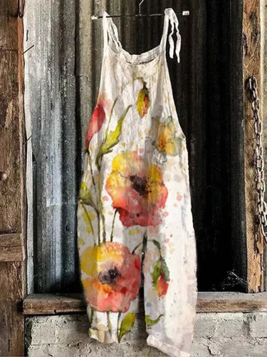 Mono holgado boho de mujer talla grande mono verano retro peto pantalones harén DE - Imagen 34 de 73