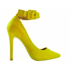 Gelbe Wildleder-Knöchelriemen-Stilettos