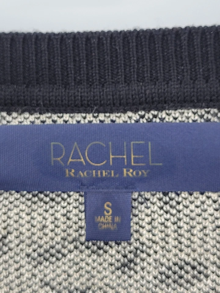 Suéter Rachel Roy Mujer Pequeño Tostado Negro Estampado Animal Cuello Redondo Pullover Boho Foto 3 de 4