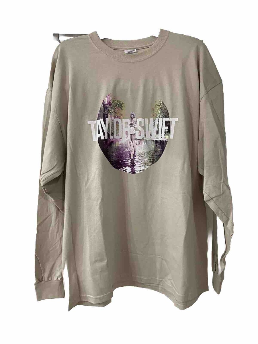 Taylor Swift RARE Long Sleeve Folklore Evermore Beige Shirt Top 