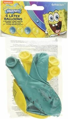 FLEXMETAL 27 cm Sponge Bob Square Pants Latex Balloons (6 Pack)