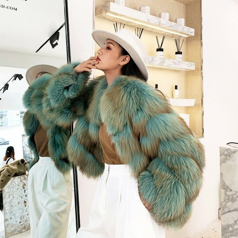 ALTRA Cappotto donna spesso giacca pelliccia intera vera pelliccia di volpe giacche soprabito vulpes capospalla