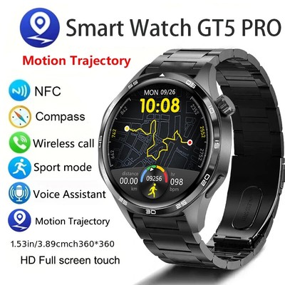 Für Huawei GT5 Pro Smartwatch Herren AMOLED HD Bildschirm Bluetooth Anruf GPS NFC 2024