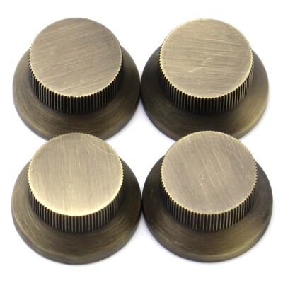 4x Bronze Metal Solid Guitar Knobs Flat Top Hat Volume Amplifier Audio Control