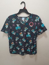 Womens Disneys Frozen Size Medium V-neck Holiday Medical Scrub Top Shirt NWT